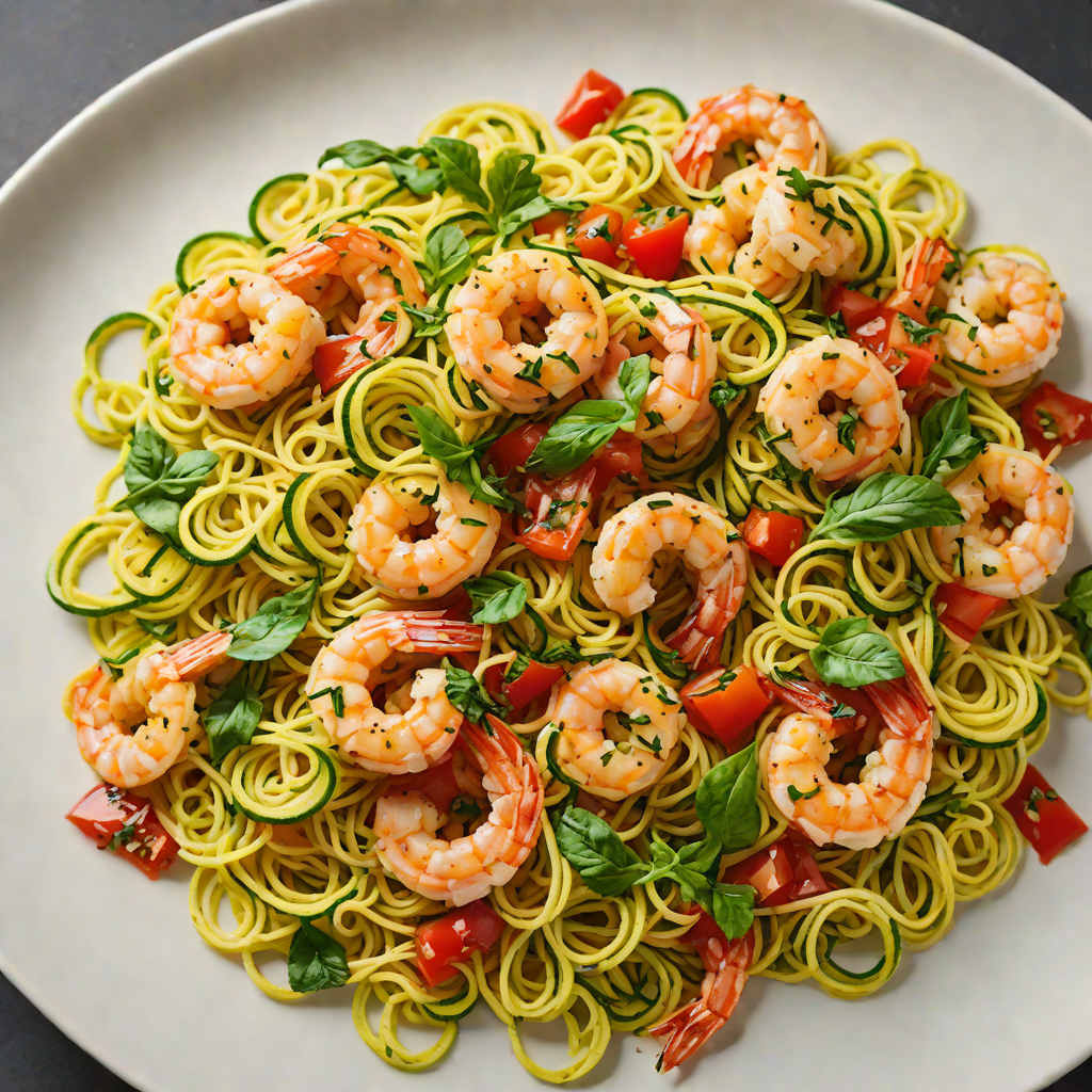 Sautéed Shrimp and Zucchini Noodles with Tomato Basil Sauce