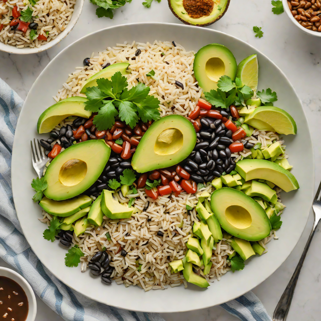 Cilantro-Lime Rice Bowl with Black Beans and Avocado