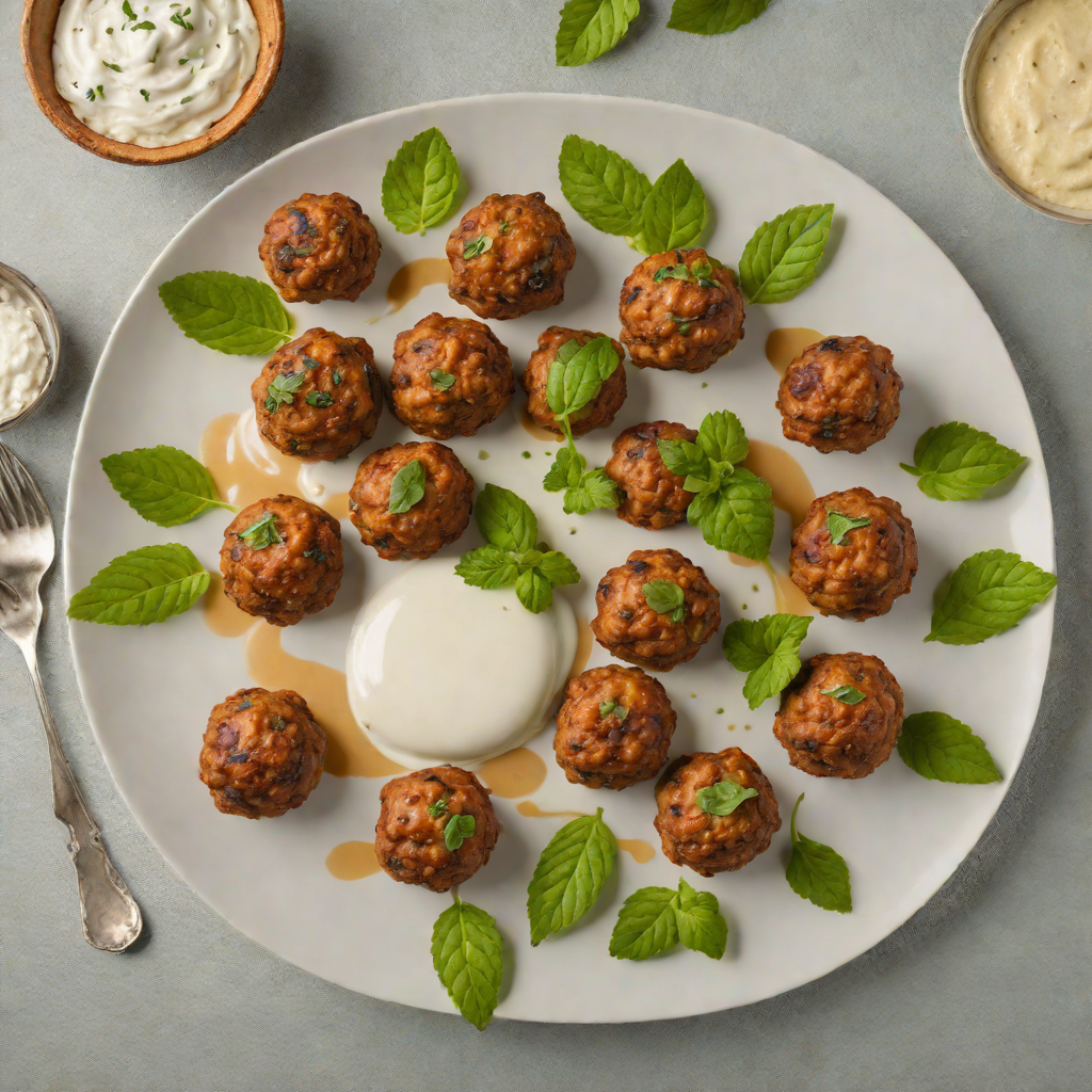 Hidden-Spiced Pork Meatballs with Mint Yogurt Dip