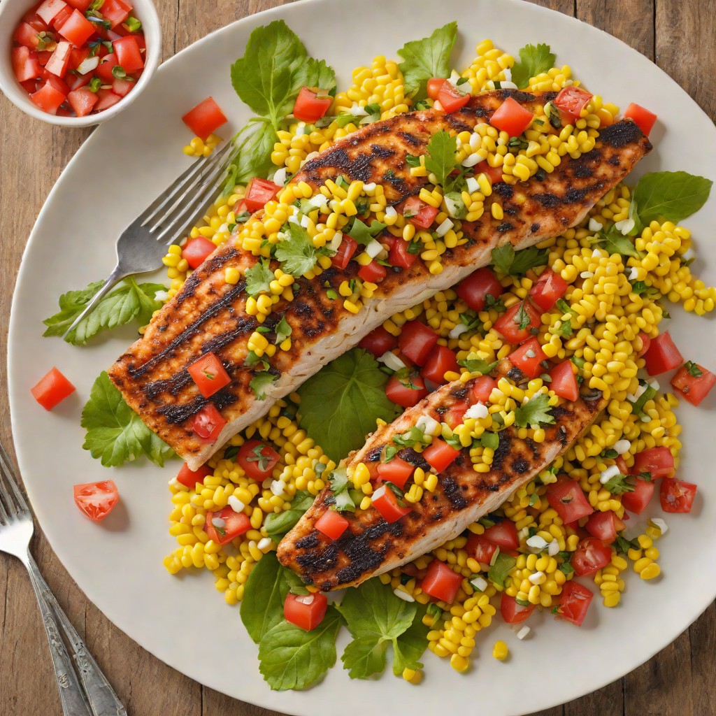 Grilled Cajun-Spiced Catfish with Corn and Tomato Salad
