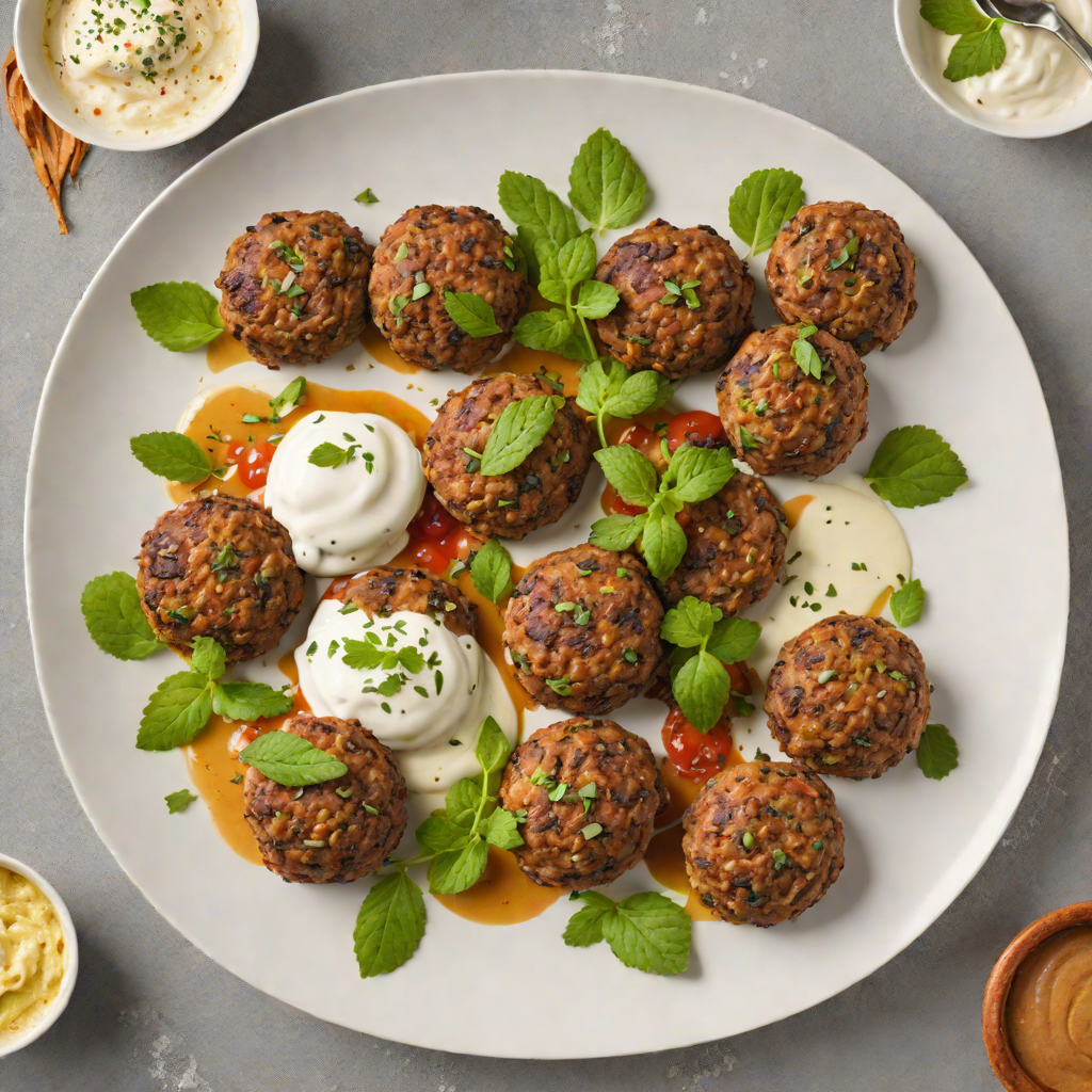 Oven-Baked Aussie Lamb Rissoles with Mint Yogurt Sauce