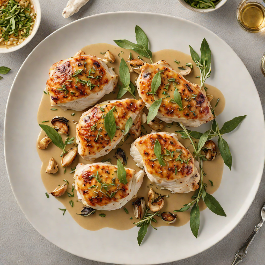 Pan-Seared Chicken with Sage and Roasted Garlic Sauce