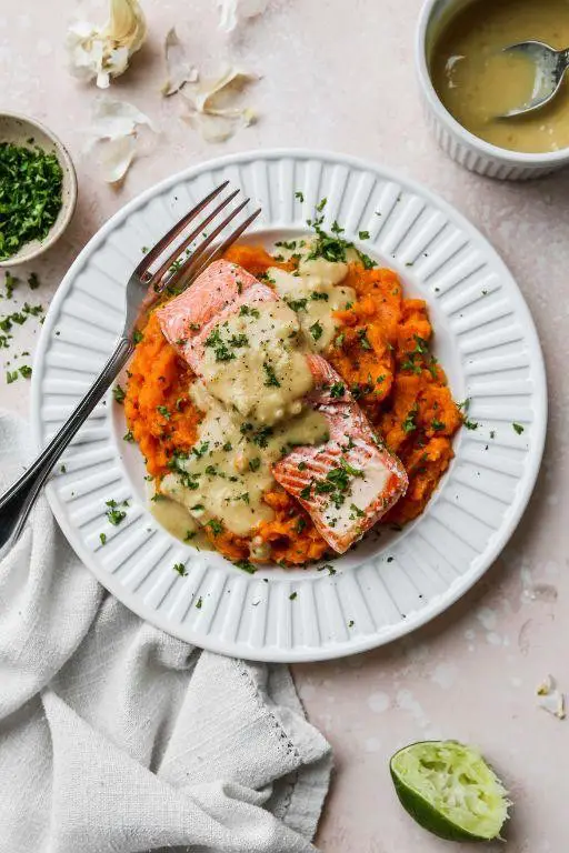 Pan-Seared Salmon with Avocado & Sweet Potato Mash