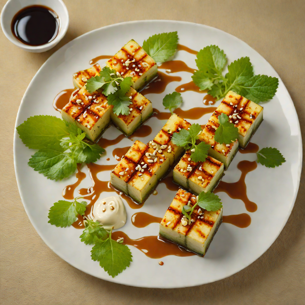 Grilled Goya (Bitter Melon) with Okinawan Tofu and Sesame Dressing