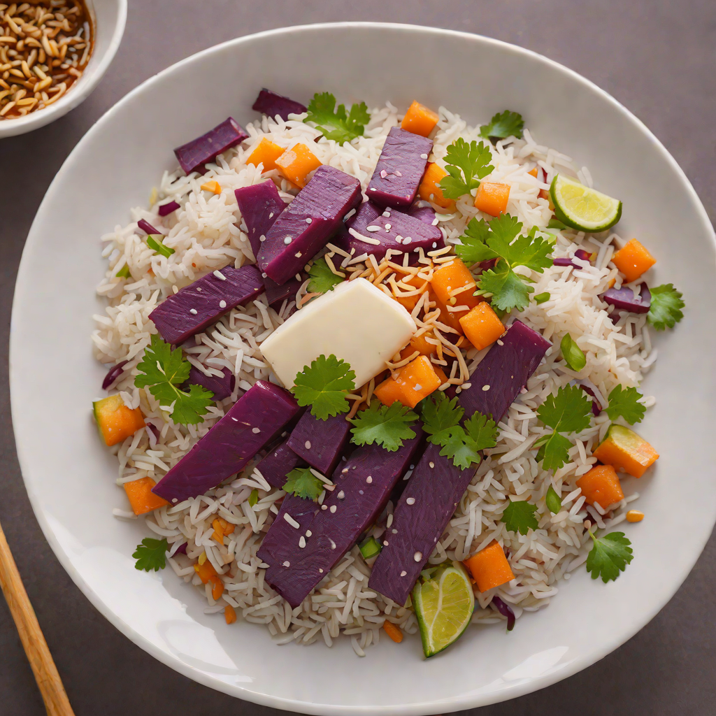 Steamed Okinawan Purple Sweet Potato and Coconut Rice Bowl