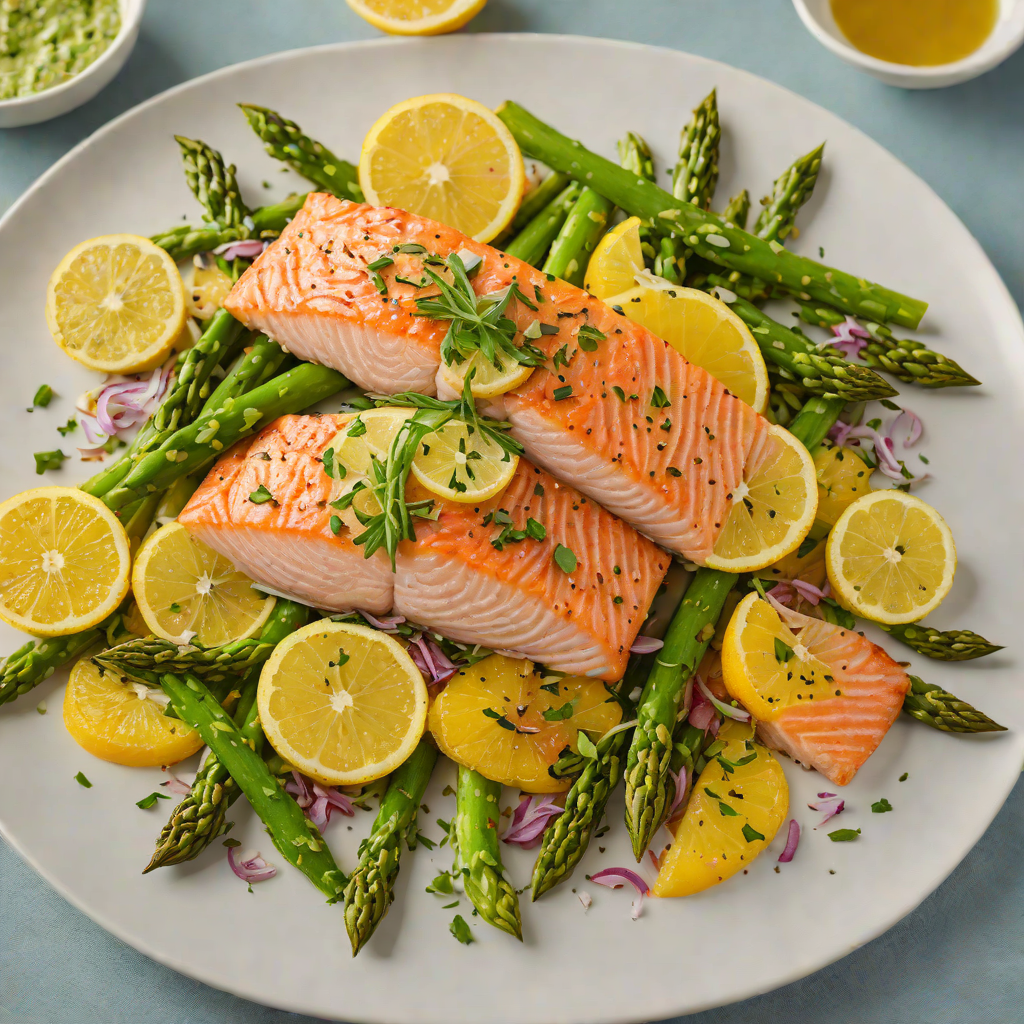 Oven-Roasted Salmon with Herb-Citrus Vinaigrette and Asparagus