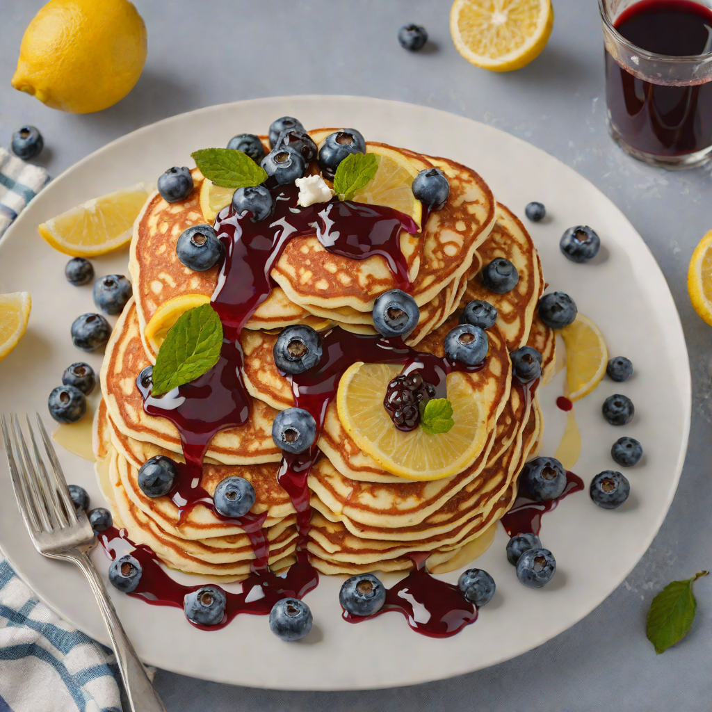 Lemon-Ricotta Pancakes with Blueberry Compote