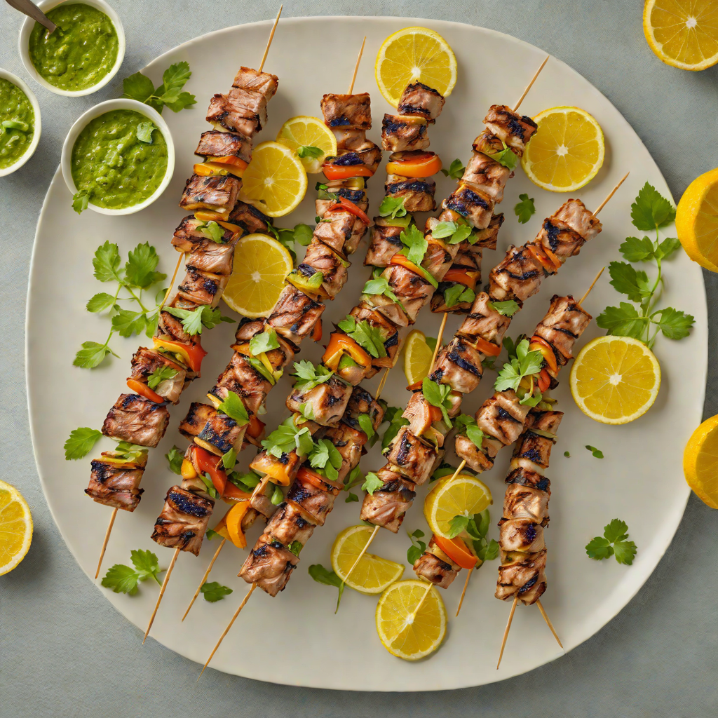 Grilled Citrus-Marinated Pork Skewers with Mojo Verde
