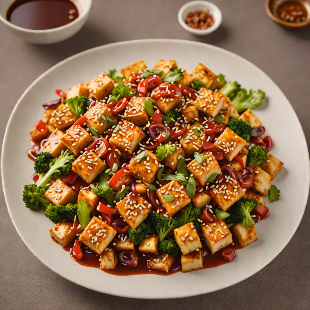 Stir-Fried Korean Tofu with Spicy Gochujang and Sesame Vegetables