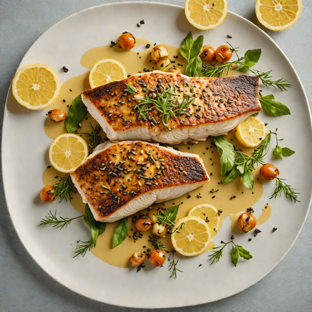 Barramundi Fillets Pan-Seared with Lemon Wattleseed Butter