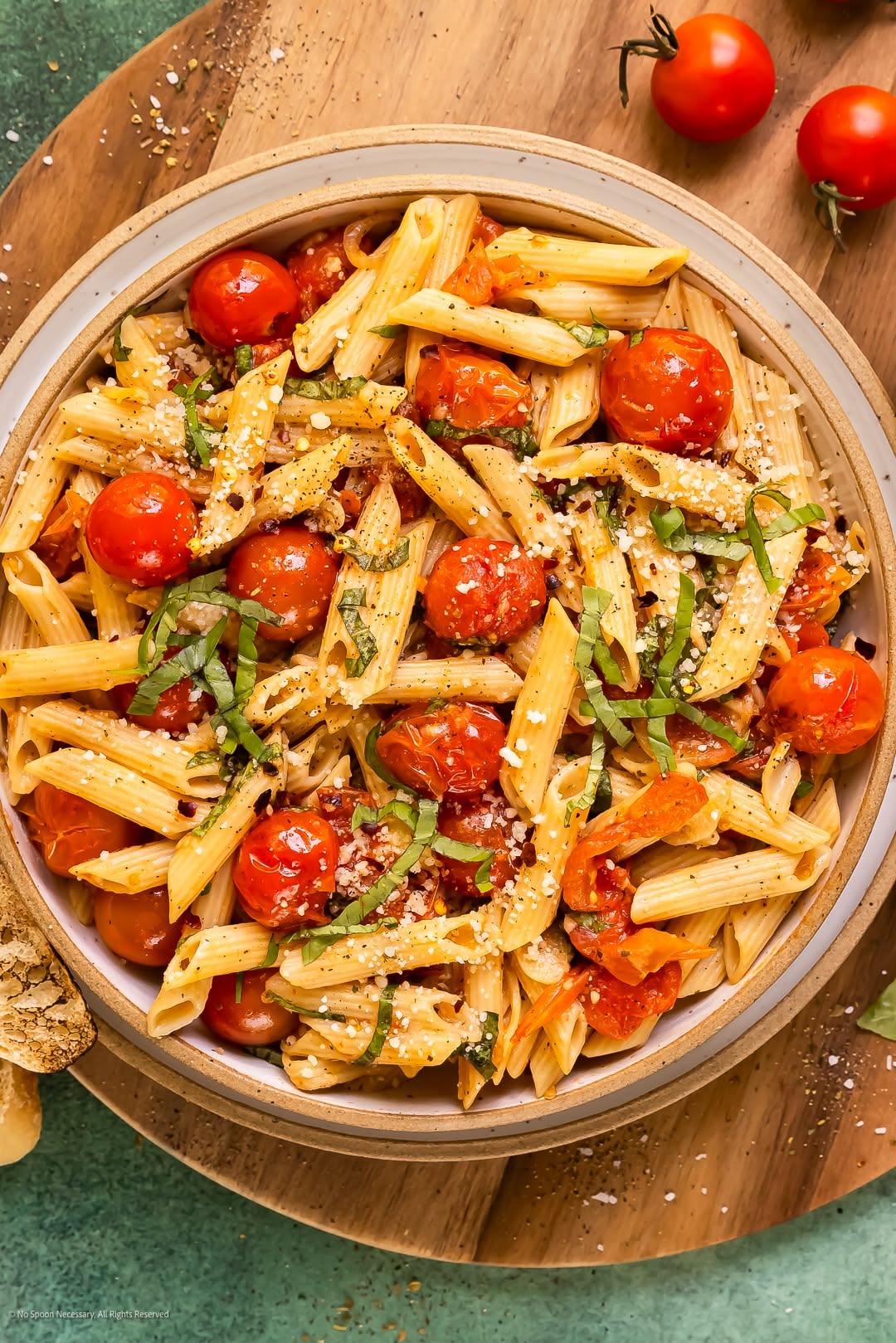 Vegemite Butter Pasta with Cherry Tomatoes and Fresh Basil