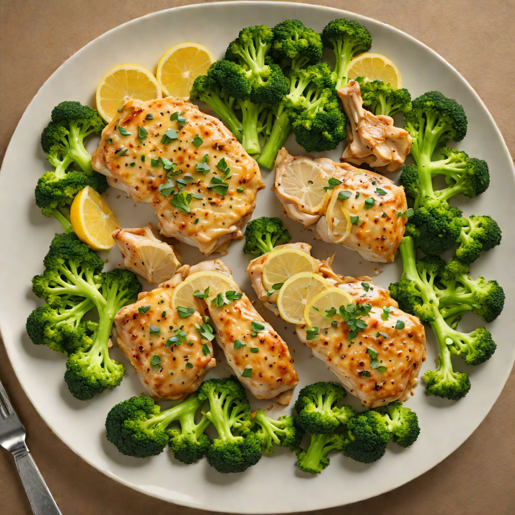 Sautéed Garlic Lemon Chicken with Steamed Broccoli