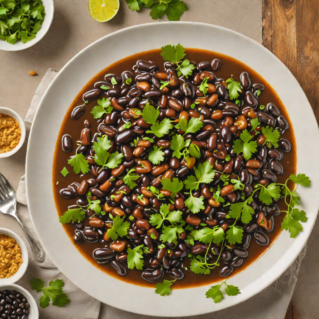 Molasses and Cane Spirit Braised Black Beans with Garlic and Cilantro