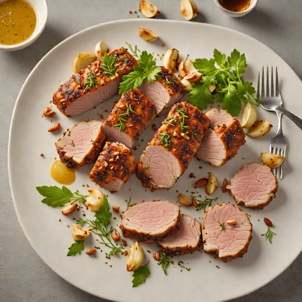 Crispy Herb-Rubbed Pork Tenderloin with Roasted Garlic