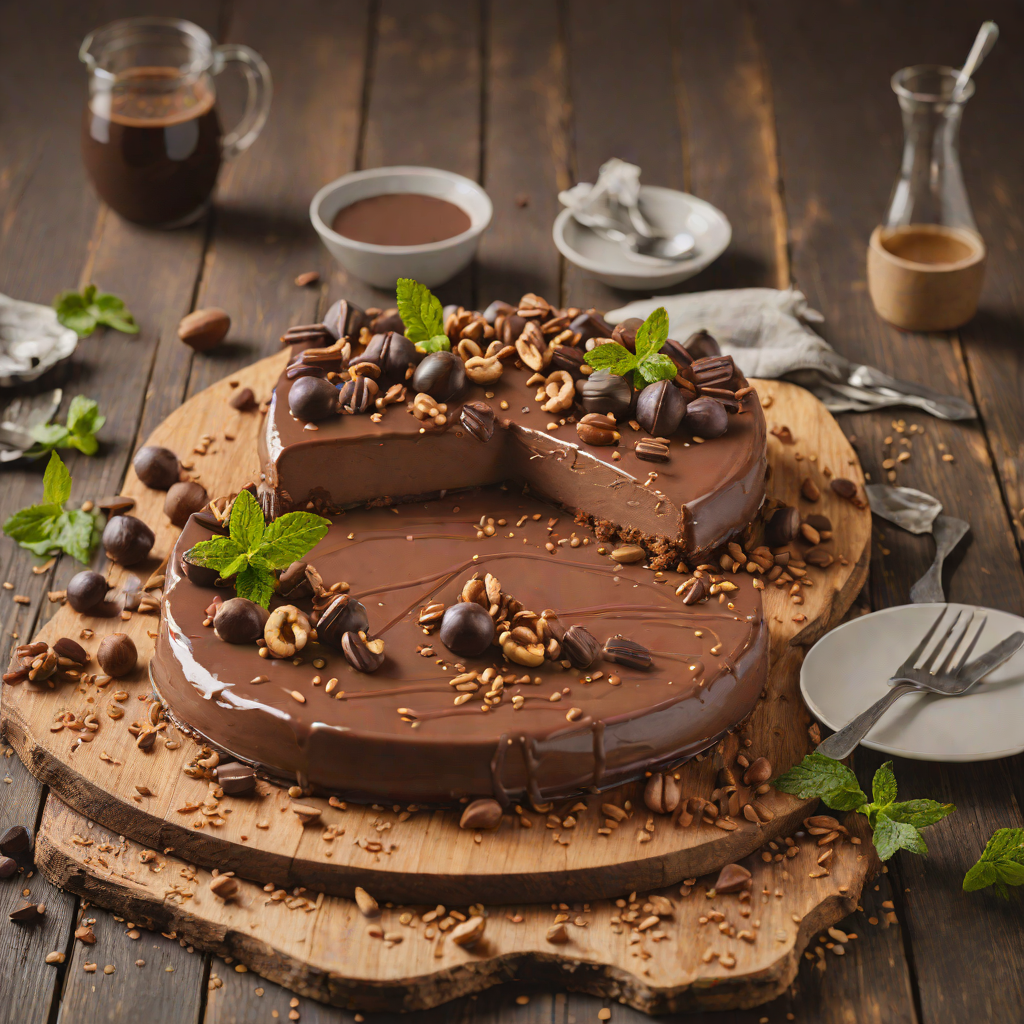 No-Bake Chocolate Hazelnut Cheesecake with Espresso Glaze