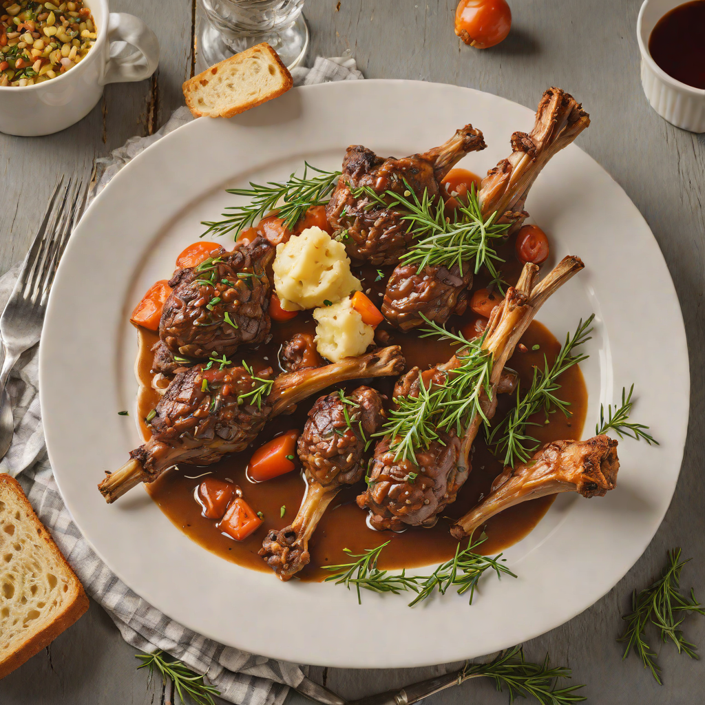 Slow-Cooked Lamb Shanks with Rosemary and Damper Bread