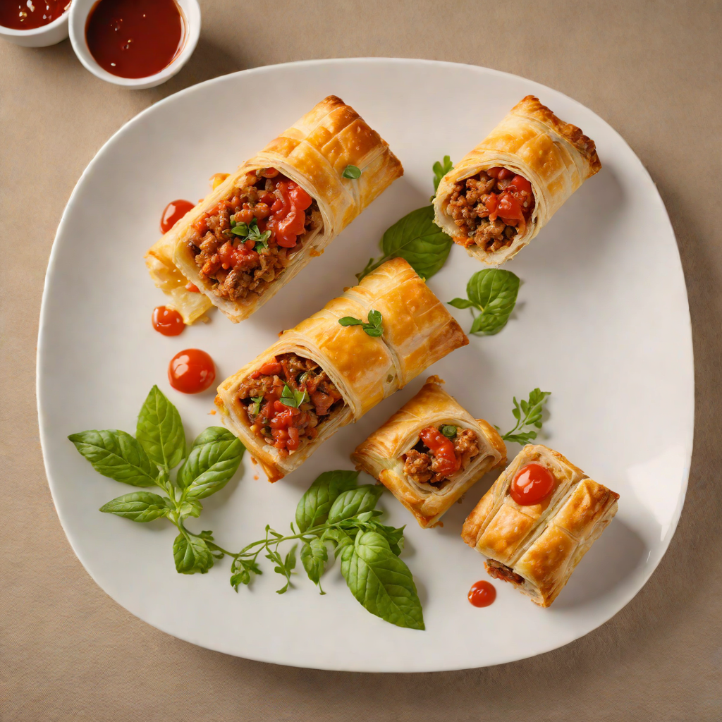 Veggie-Packed Sausage Roll with Puff Pastry and Tomato Sauce