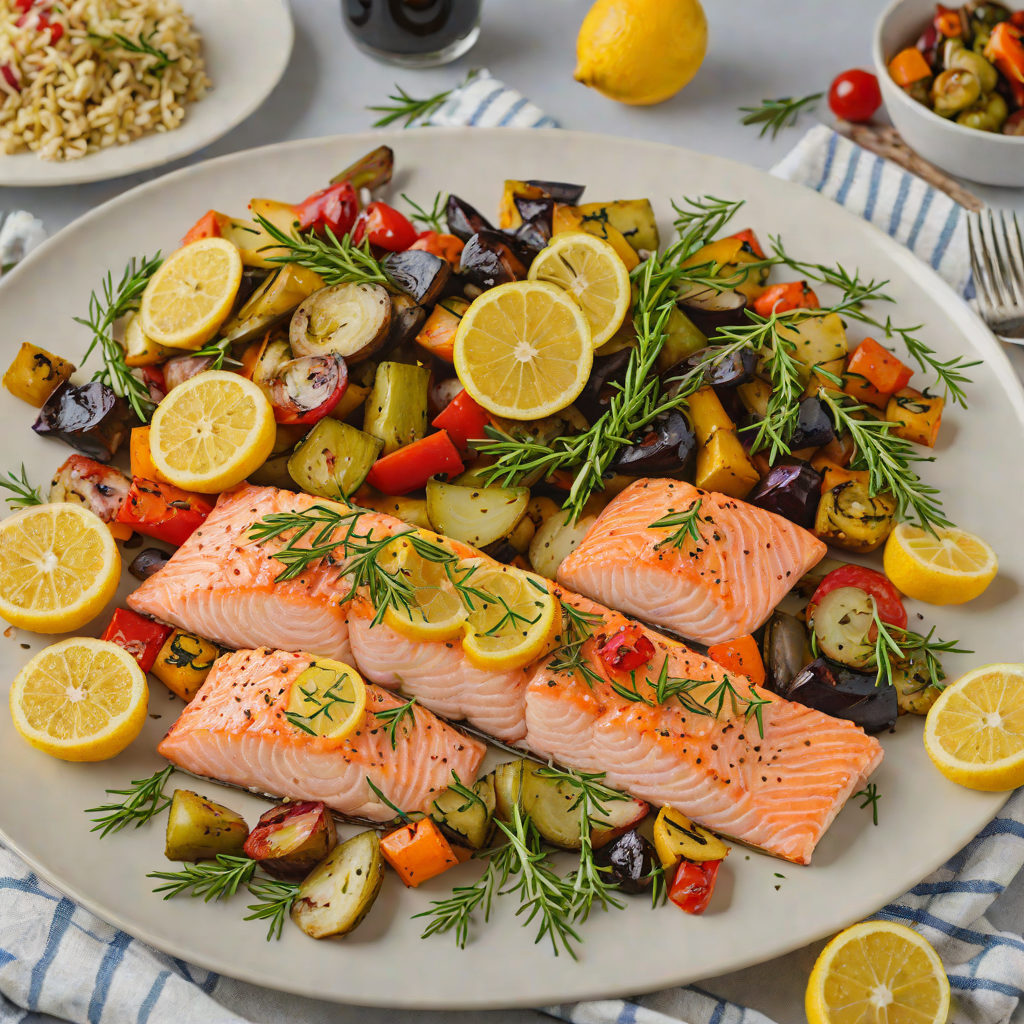 Lemon-Rosemary Sheet Pan Salmon with Roasted Vegetables