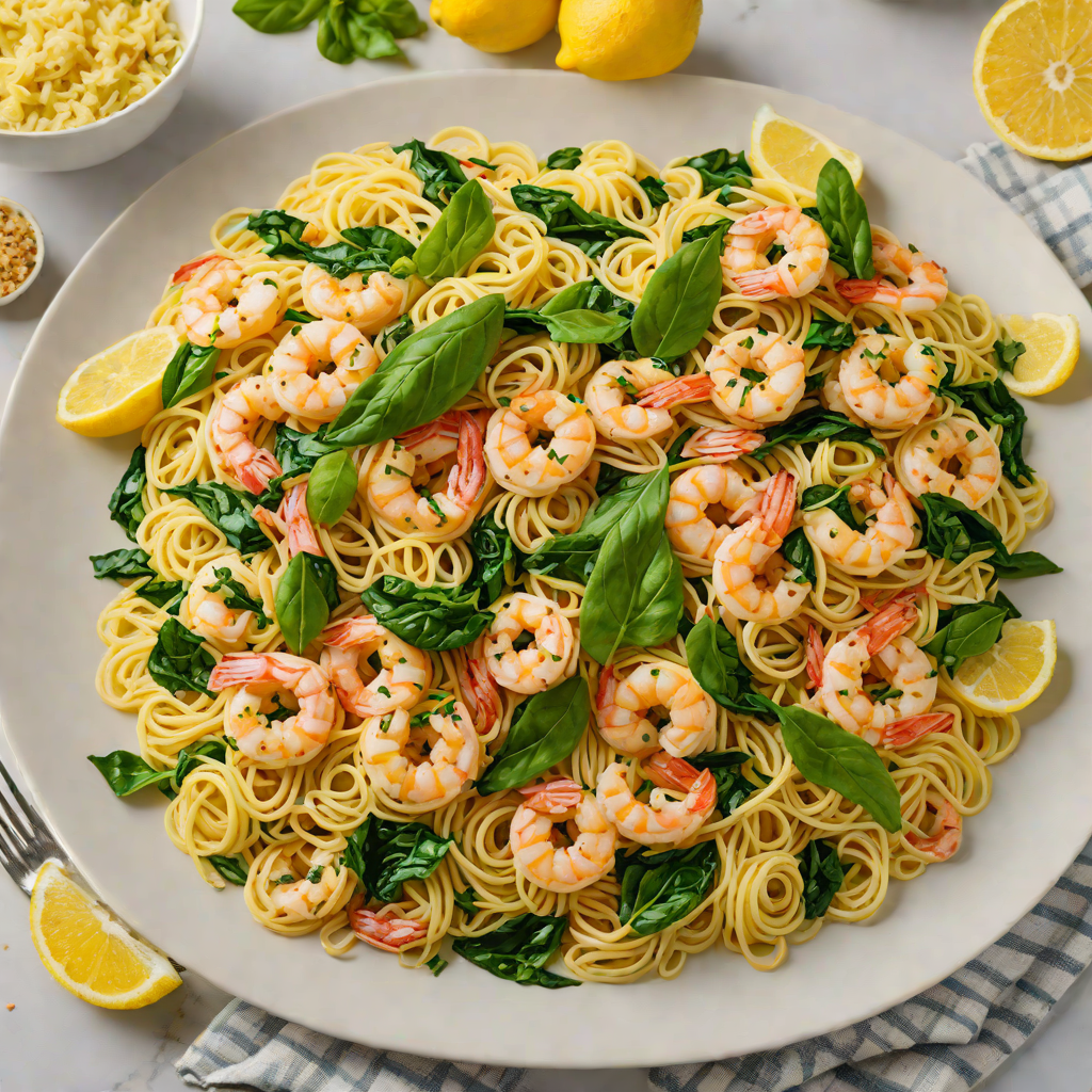 Lemon-Garlic Budget Shrimp Pasta with Spinach
