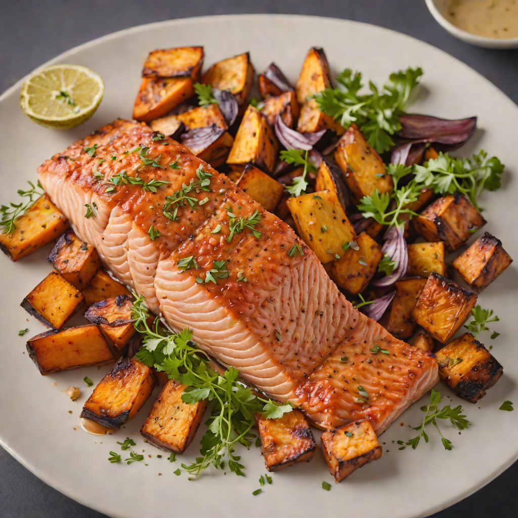 Baked Cajun-Spiced Salmon with Roasted Sweet Potatoes