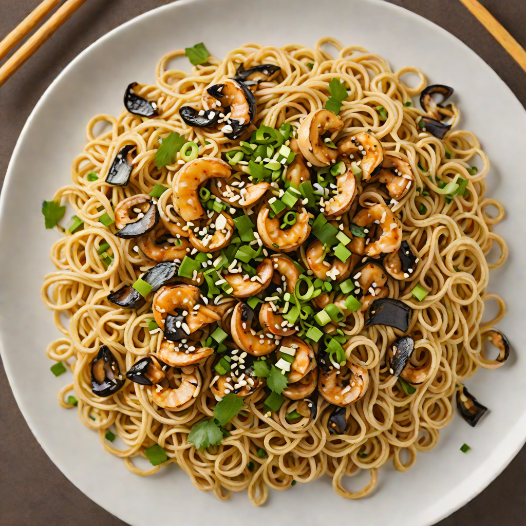 Toasted Sesame Udon Noodles with Sautéed Mushrooms and Scallions
