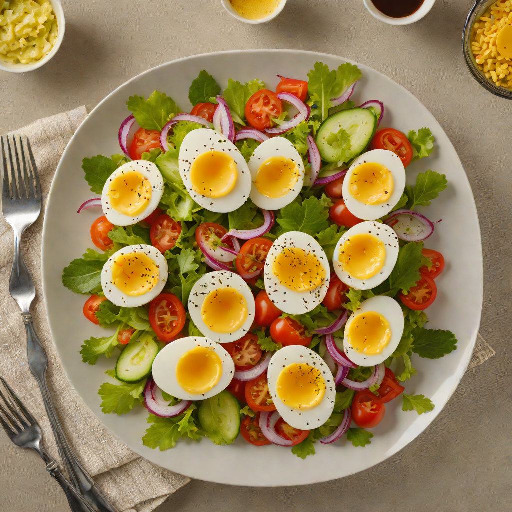 Half-Boiled Egg and Vegetable Salad