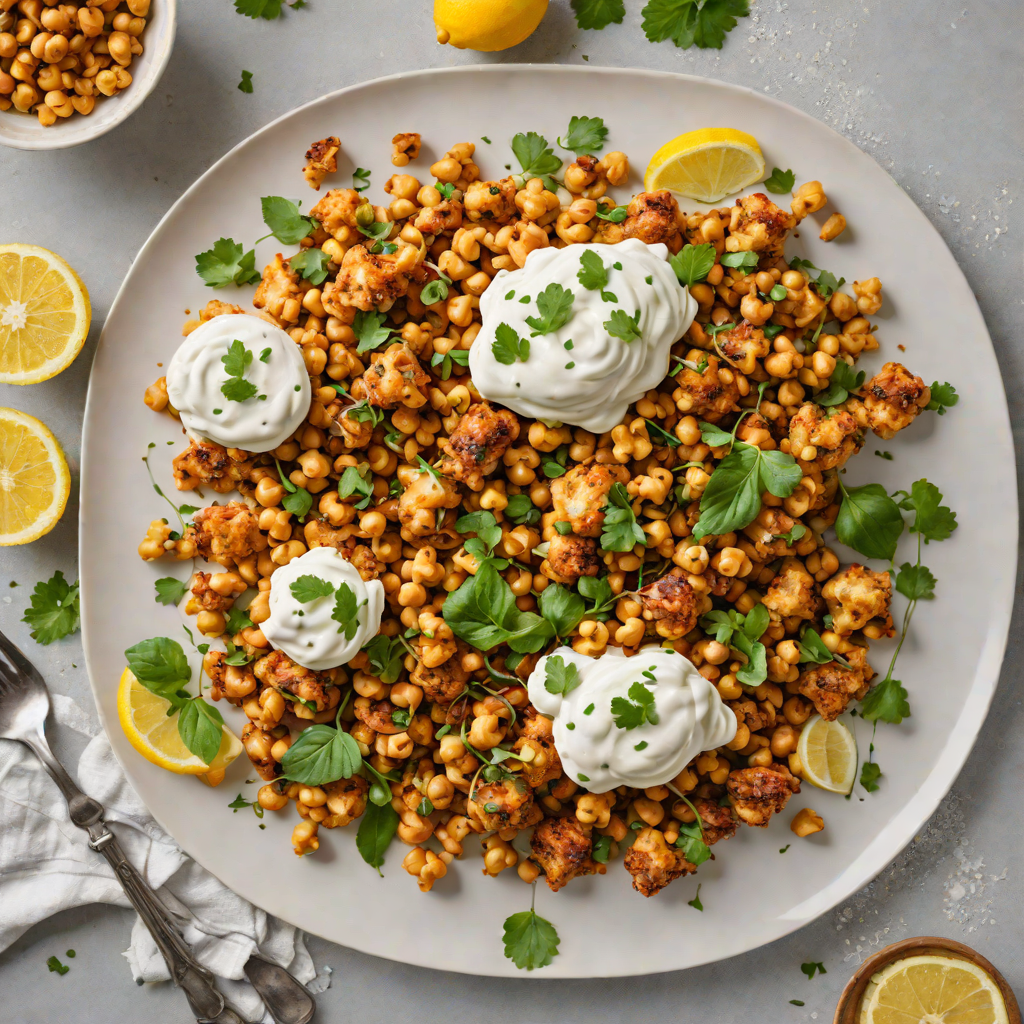 Sheet Pan Harissa-Spiced Cauliflower with Chickpeas and Lemon Yogurt Drizzle