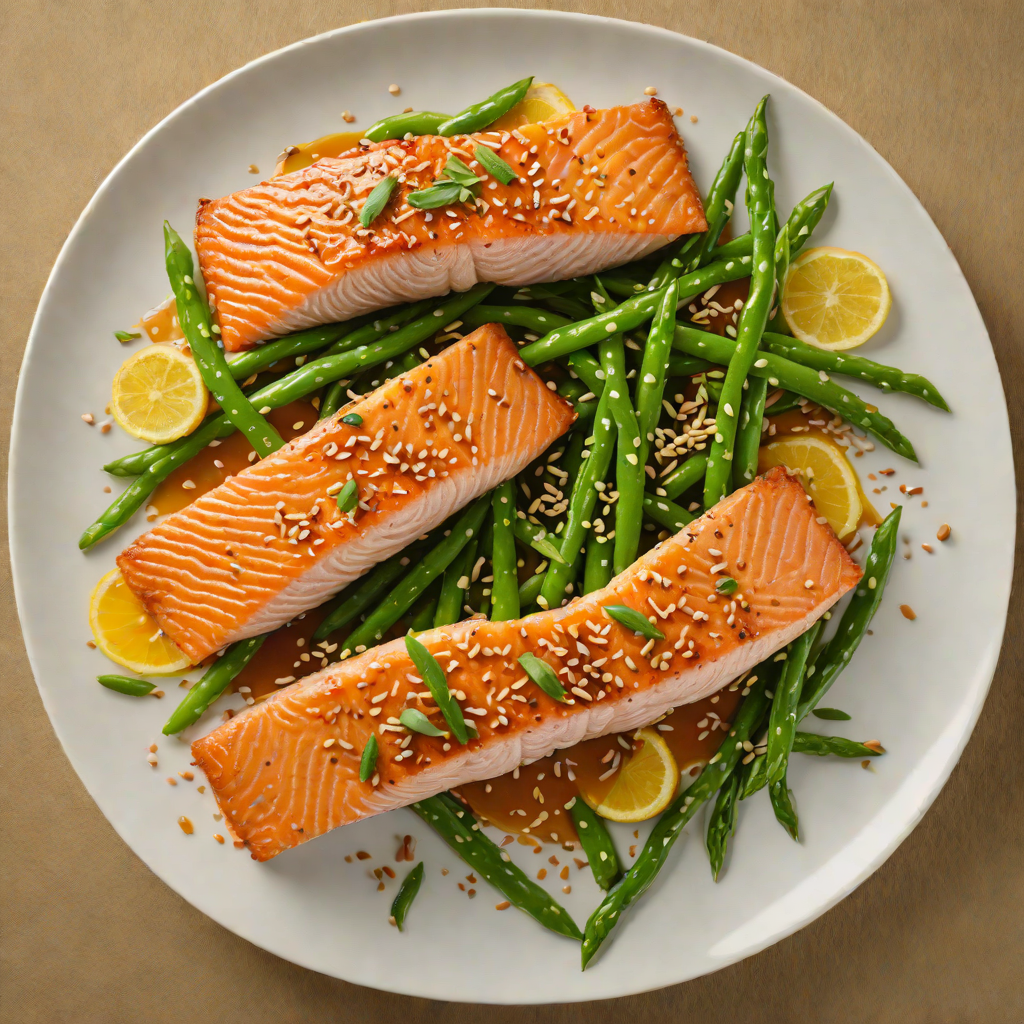 Pan-Seared Salmon with Miso-Ginger Glaze and Sesame Green Beans