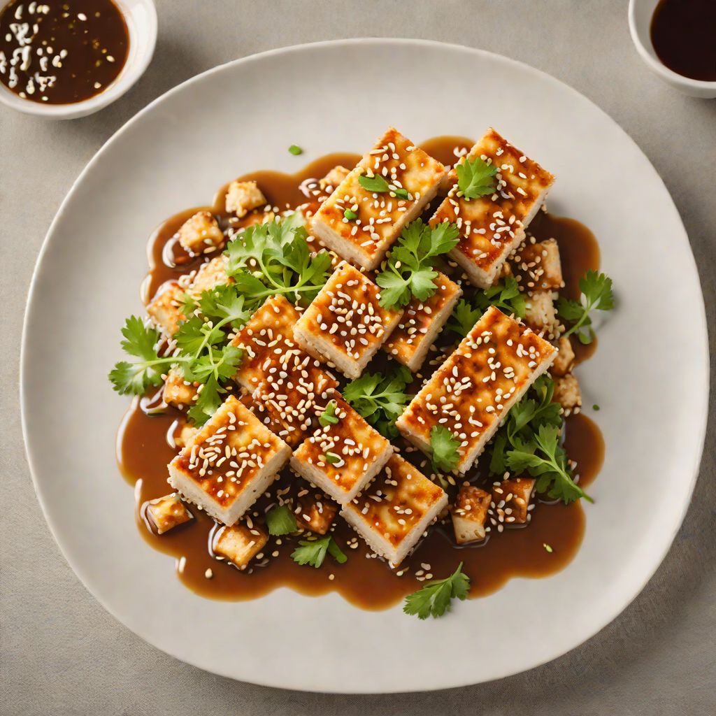 Pan-Seared Sesame Tofu with Garlic-Ginger Sauce
