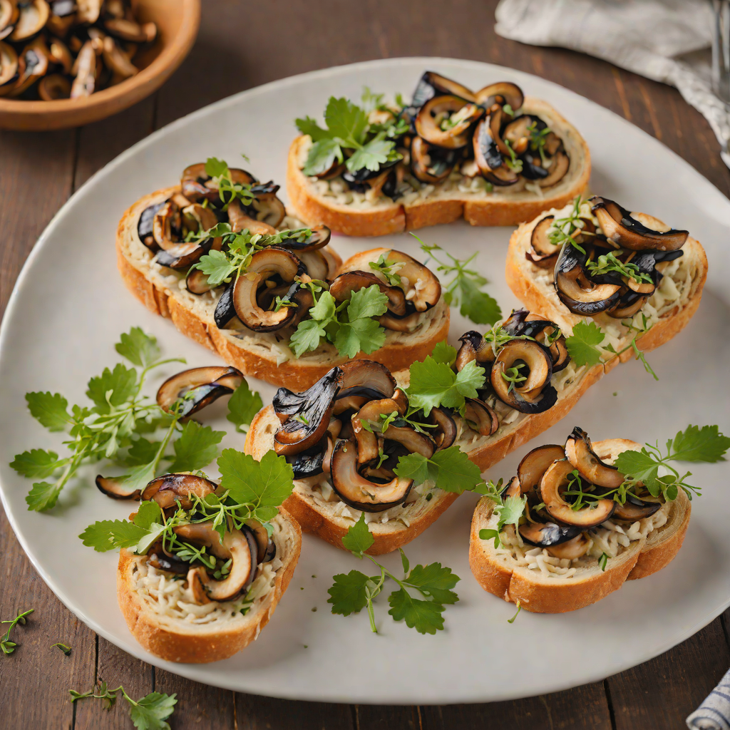 Sautéed Wild Mushrooms with Garlic and Kalamazoo Thyme on Toasted Baguette