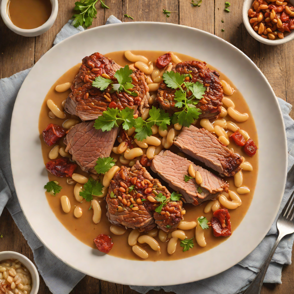 Slow-Cooked Pork Shoulder with Spanish Chorizo and White Beans