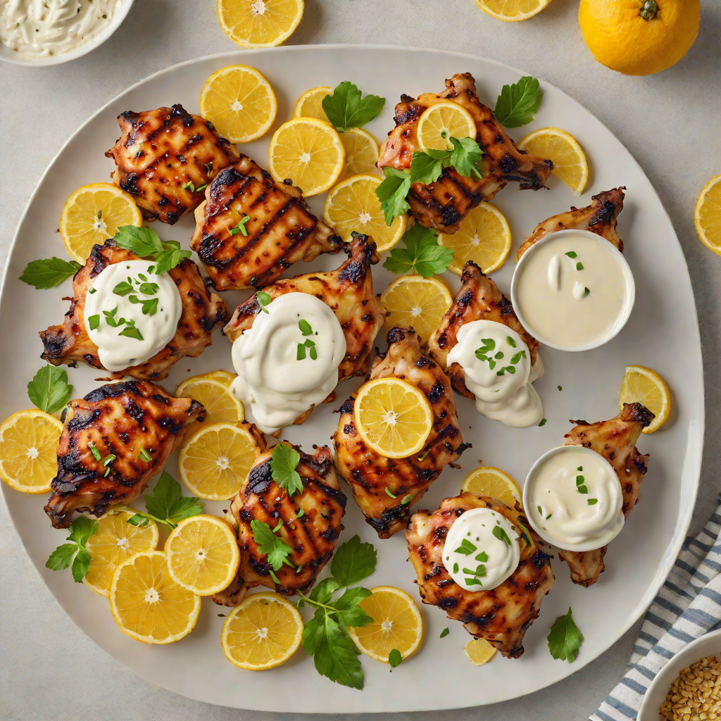 Grilled Citrus-Honey Chicken Thighs with Garlic Yogurt Sauce