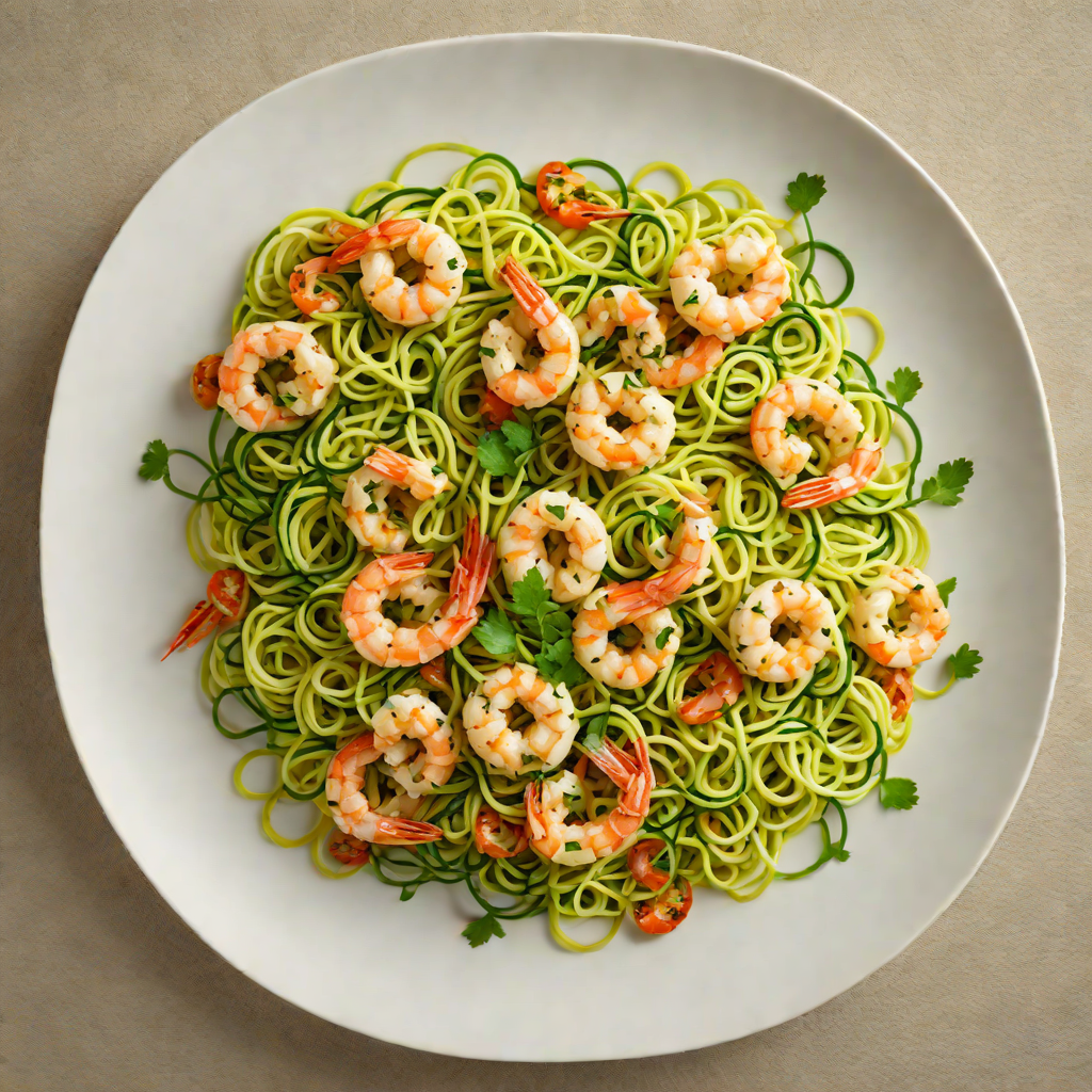 Sautéed Shrimp with Zucchini Noodles and Garlic Parsley Sauce