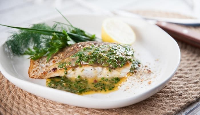 Pan-fried Barramundi with Wattleseed Dukkah and Lemon Myrtle Aioli