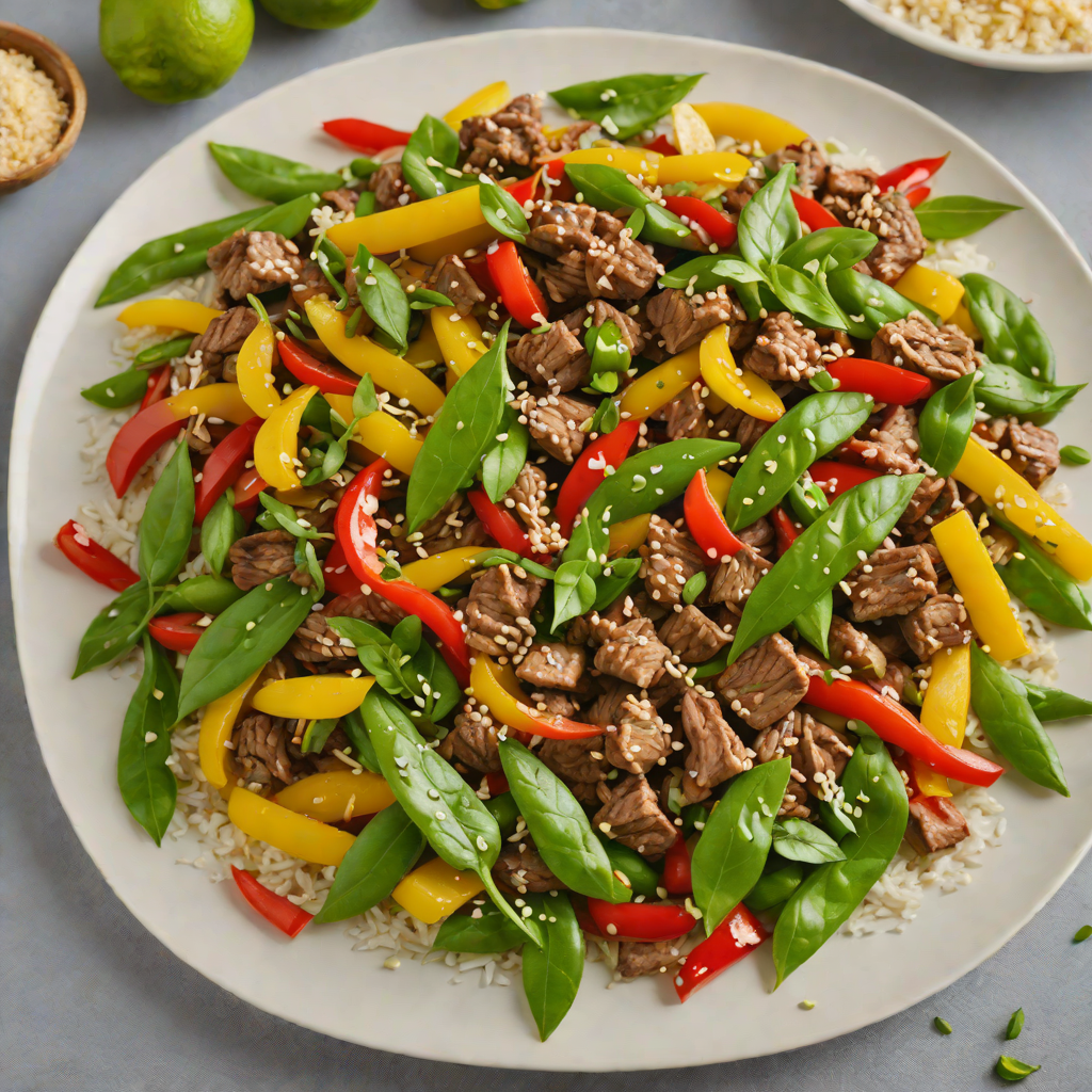 Lime-Ginger Beef Stir Fry with Snow Peas and Bell Peppers