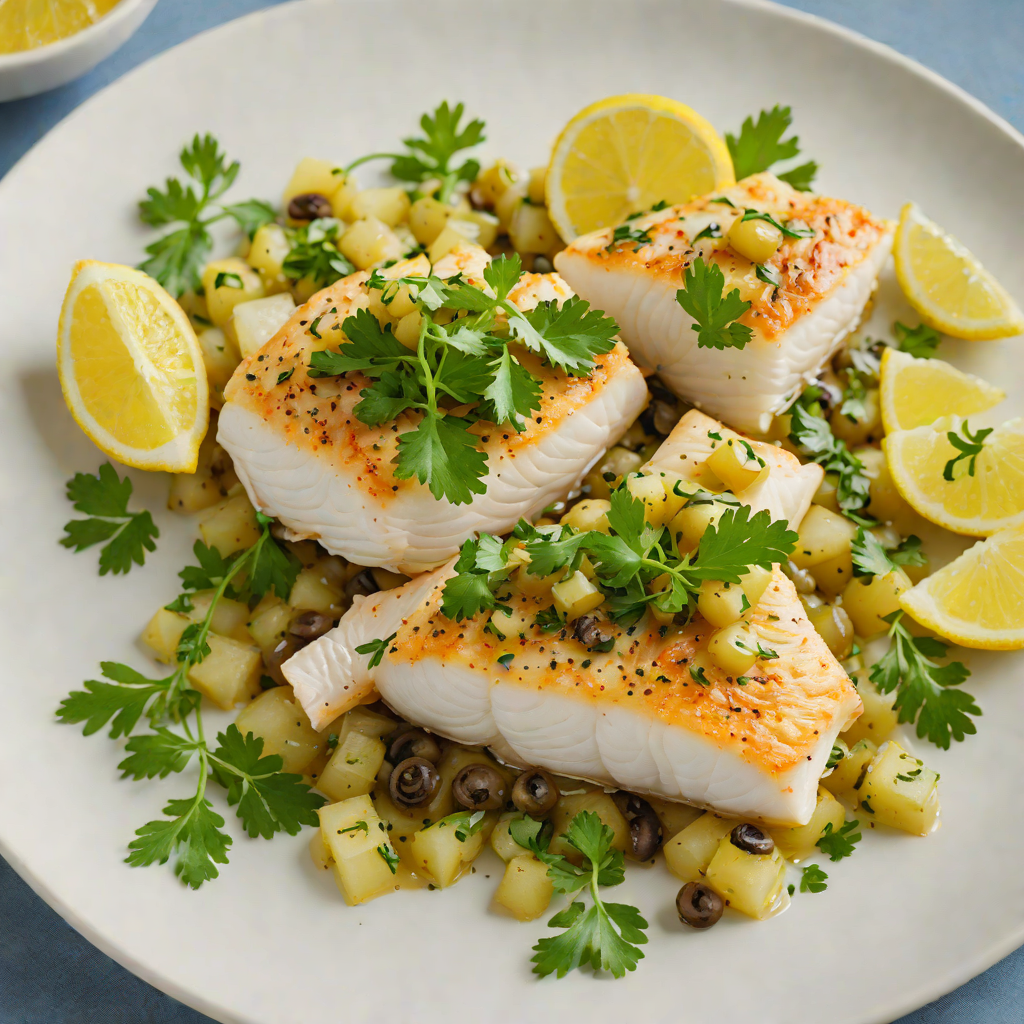 Baked Cod with Lemon-Caper Salsa and Parsley