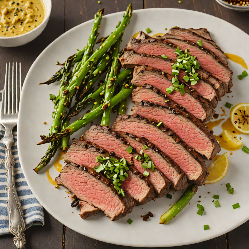 Grilled Mustard-Marinated Flank Steak with Charred Scallions