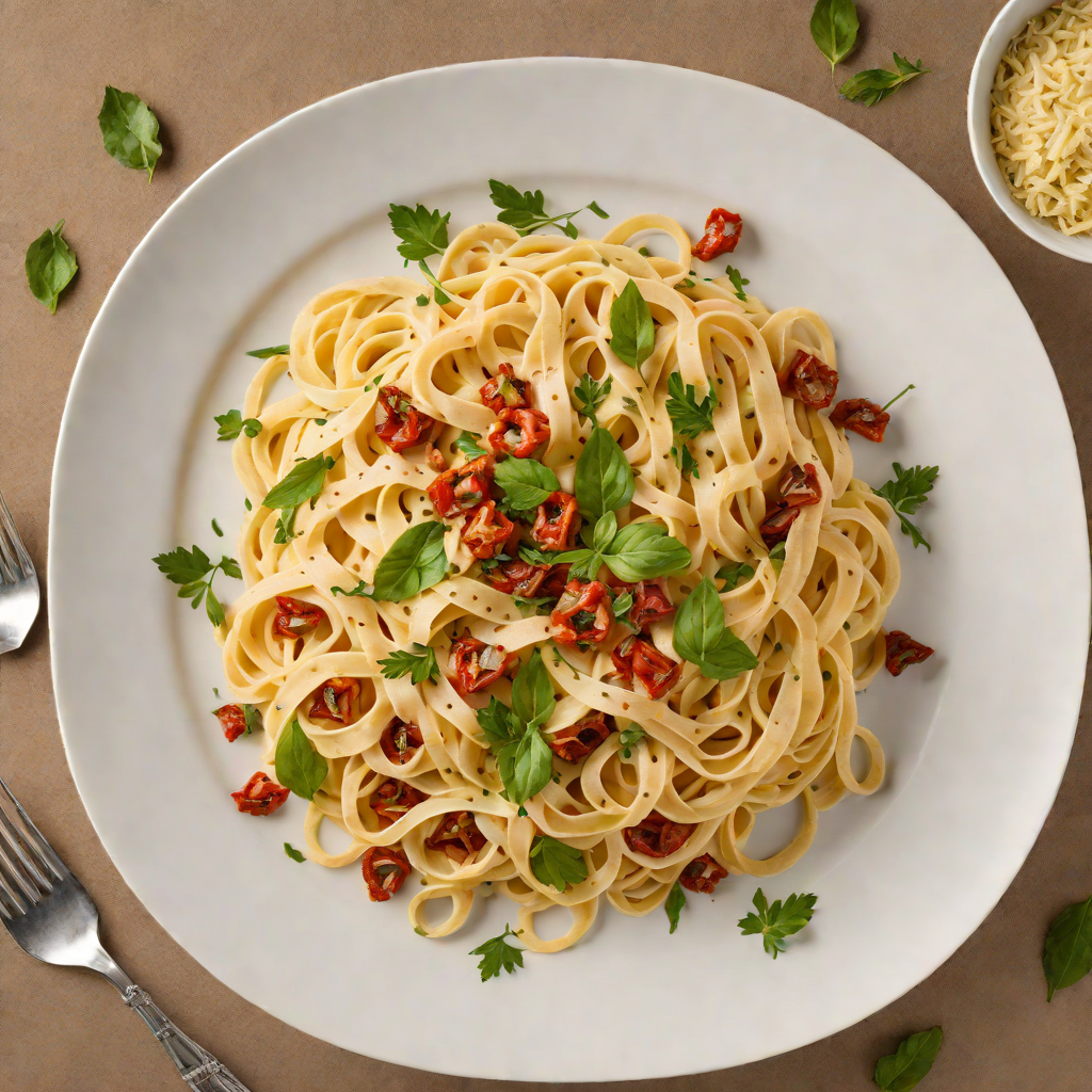 Italian Herb Fettuccine with Sun-Dried Tomato Cream Sauce