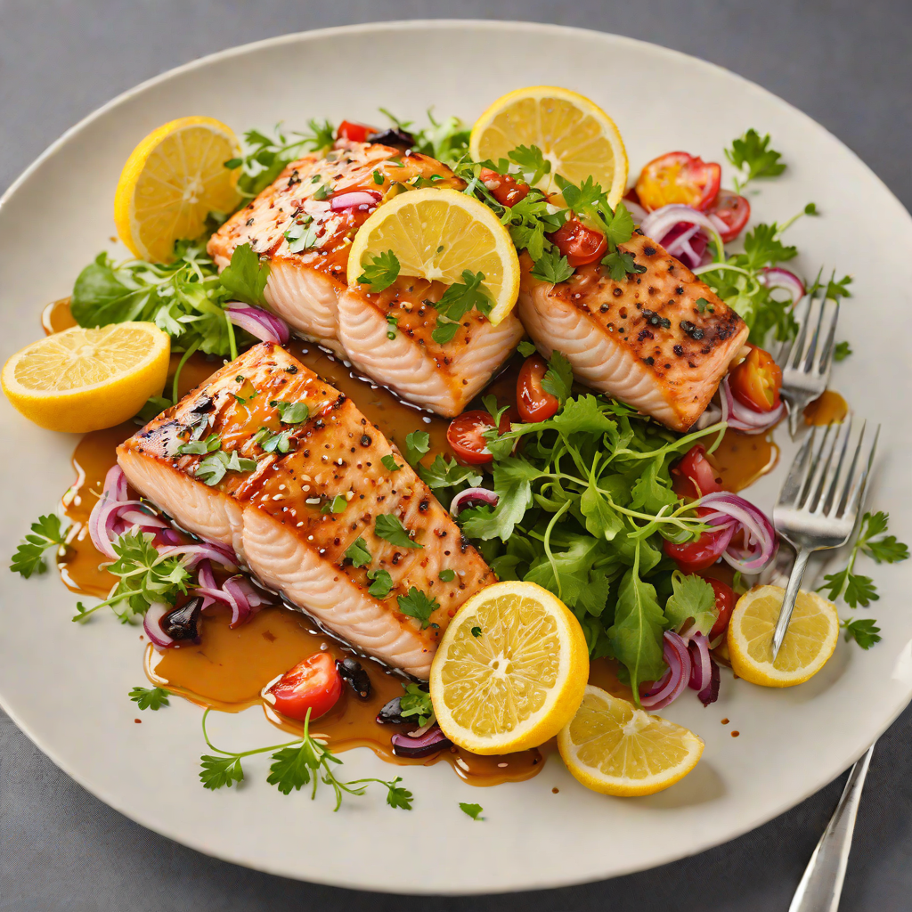 Grilled Citrus-Honey Glazed Salmon with Herb Salad
