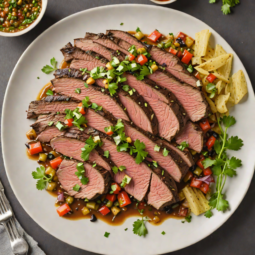 Grilled Mustard-Marinated Flank Steak with Charred Scallion Salsa