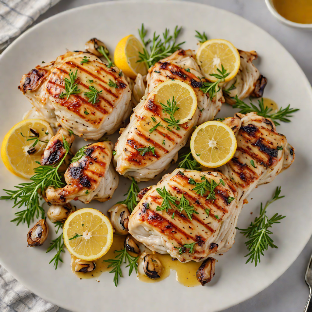 Grilled Lemon-Thyme Chicken with Roasted Garlic Butter