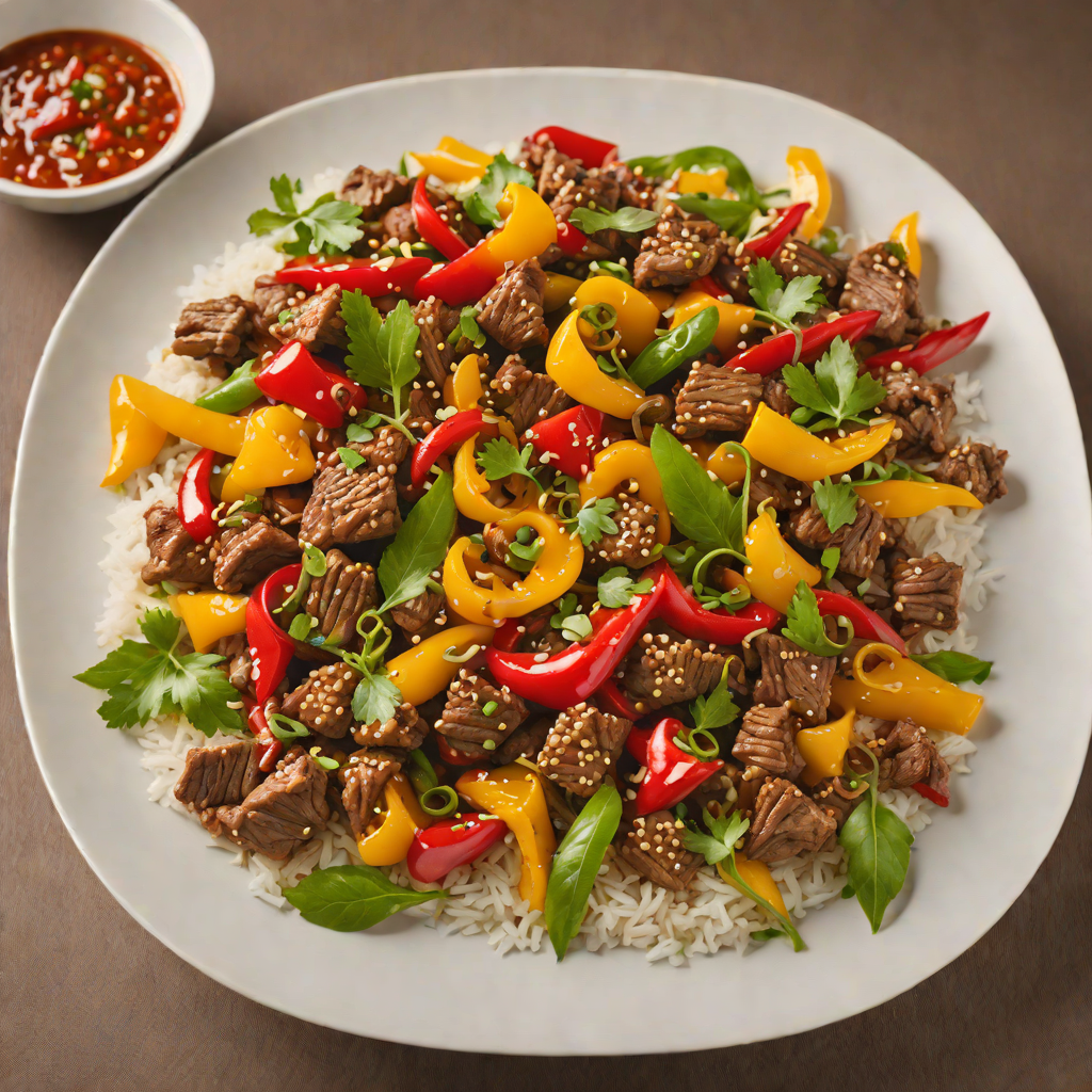 Quick Stir-Fry Beef with Bell Peppers and Garlic Sauce