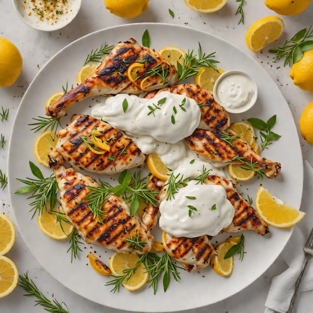 Grilled Citrus-Rosemary Chicken with Garlic Yogurt Sauce