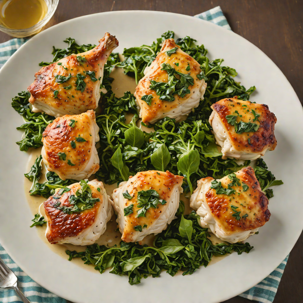 Oven-Roasted Herb Chicken Thighs with Creamed Spinach