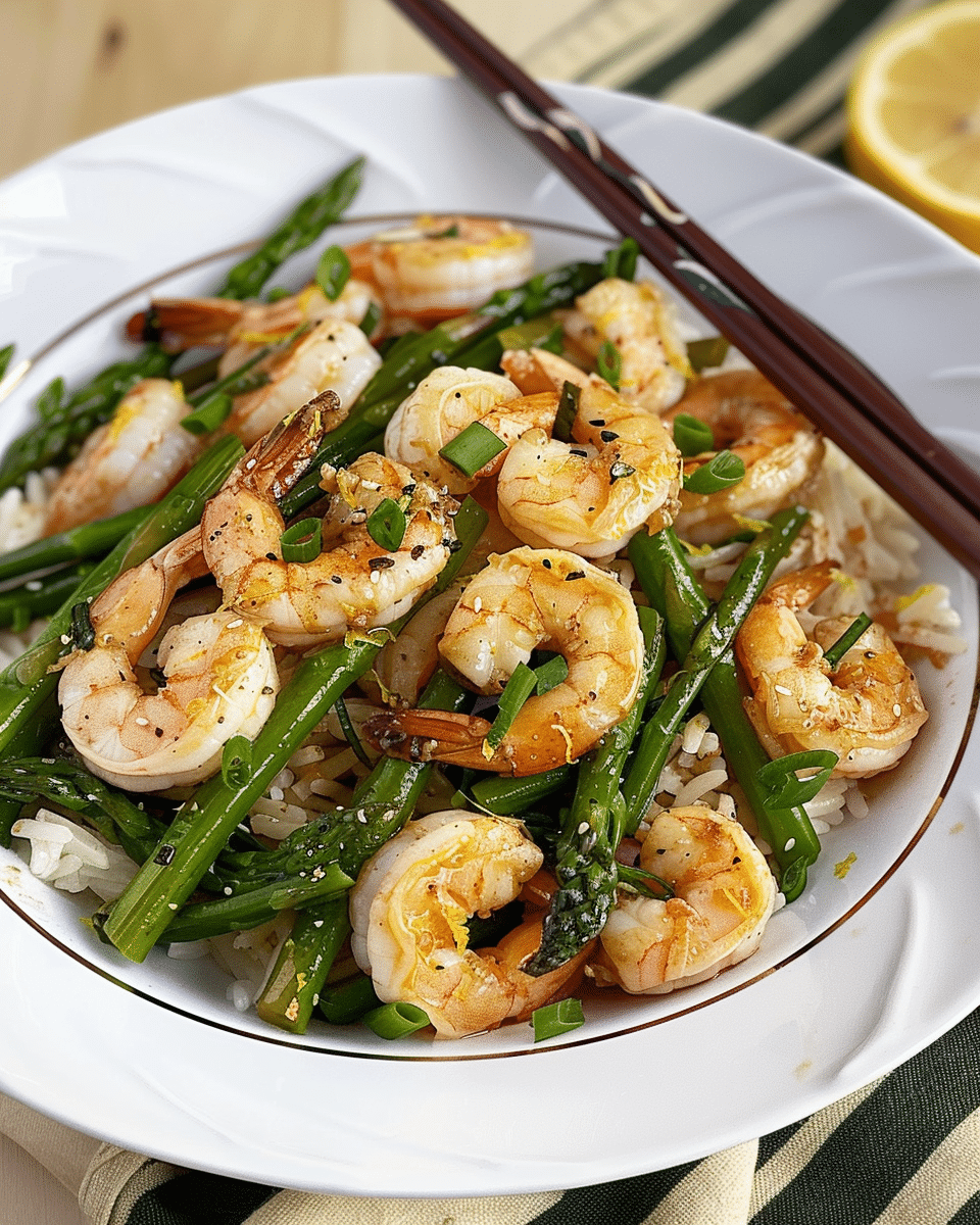 Shrimp and Asparagus Stir-Fry with Lemon-Garlic Sauce