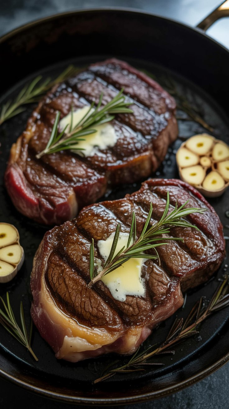 Pan-Seared Porterhouse Steak with Garlic Butter Drizzle