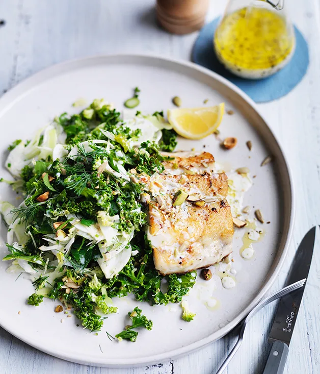 Pan-Fried Barramundi with Finger Lime and Fennel Salad