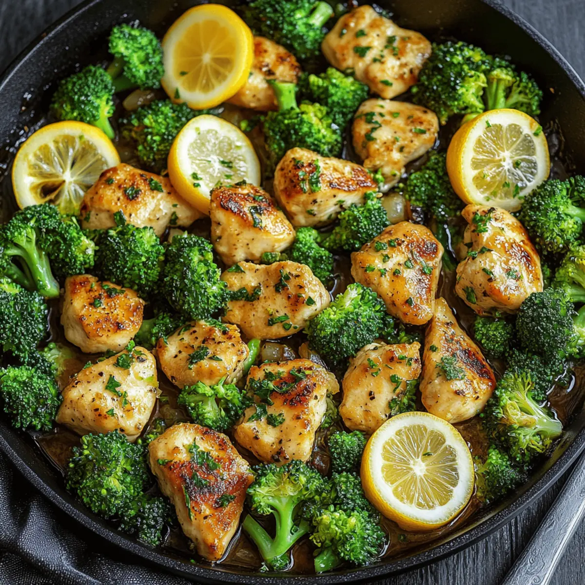 One-Skillet Lemon Chicken with Broccoli and Garlic