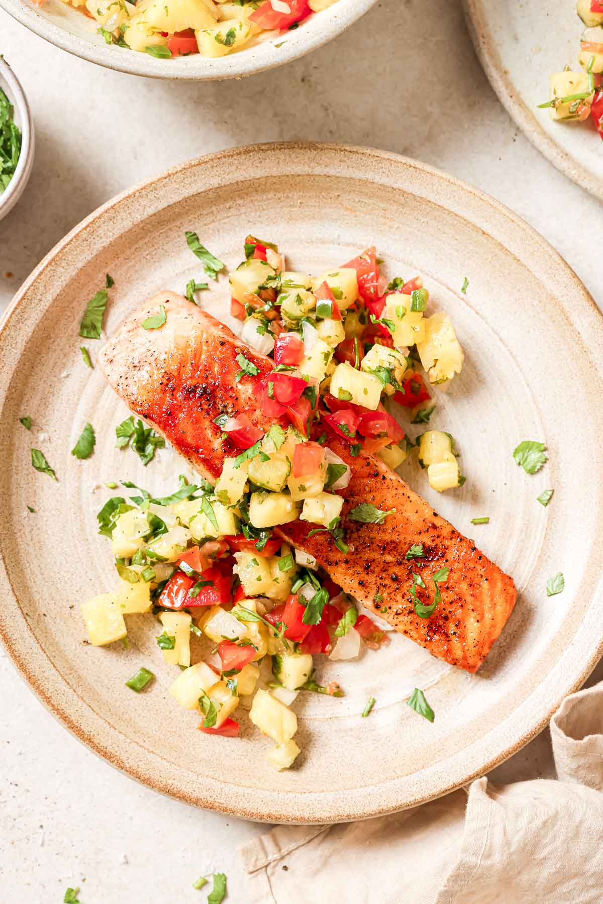 Pan-Seared Salmon with Charred Pineapple Salsa