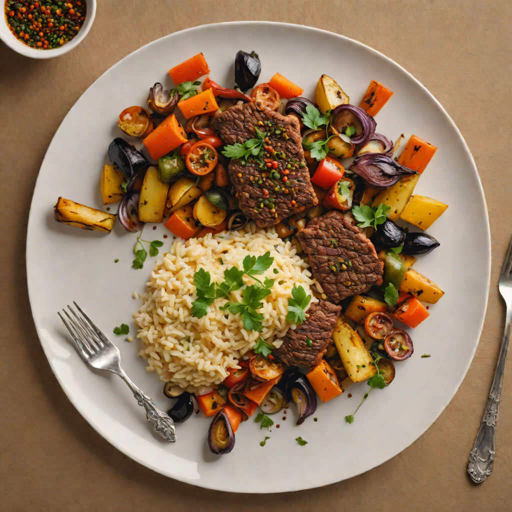 Upside-Down Maqluba with Spiced Lamb and Roasted Vegetables
